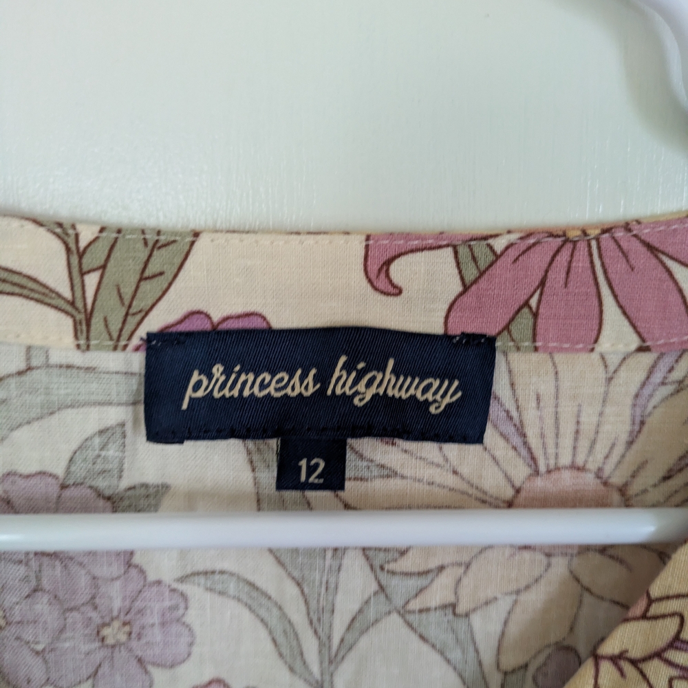 Princess Highway. Size 12. Floral Button-Front Women’s Top - Purple & Yellow - Picture 5 of 6